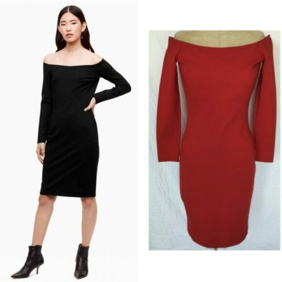 Aritzia Babaton Payton Off The Shoulder Dress Red Size 4 - Picture 2 of 8